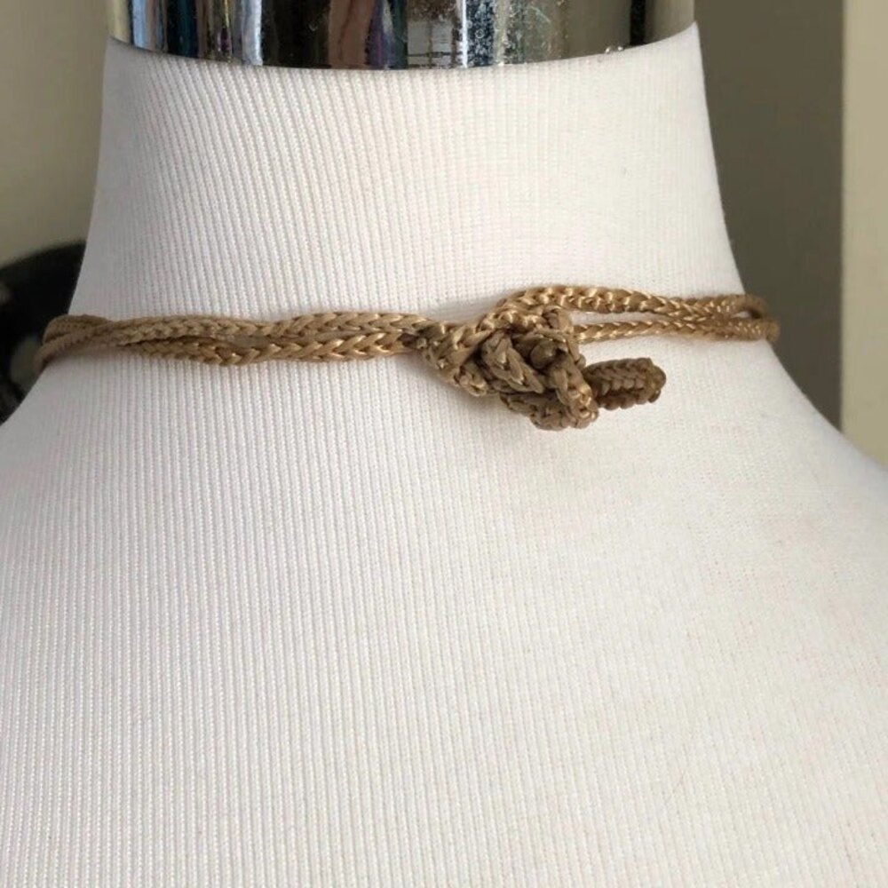 Long Tan Cord Necklace with Oval Shell Focal - Picture 5 of 7